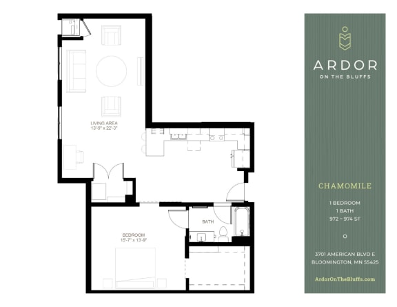 1 bed 1 bath C at Ardor on the Bluffs South Loop Residences Apartments, Minnesota