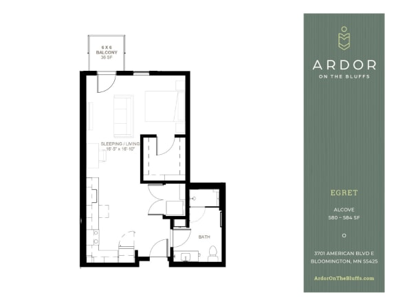 Studio 1 bathroom H at Ardor on the Bluffs South Loop Residences Apartments, Minnesota, 55425