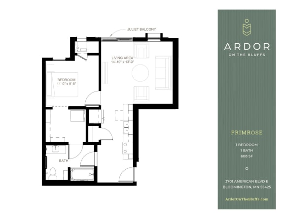 1 bed 1 bath P at Ardor on the Bluffs South Loop Residences Apartments, Minnesota