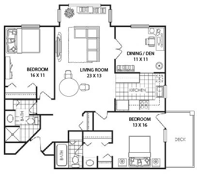a floor plan of a house with bedrooms and a living room