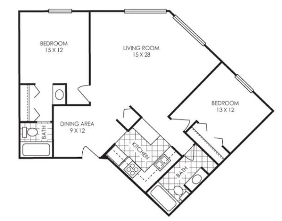 floor plan photo of the reserve two bedroom at audenn apartments in bloomington, mn