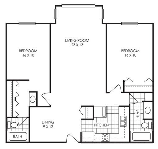 floor plan photo of the two harbors two bedroom at audenn apartments in bloomington, mn
