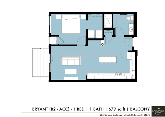 a floor plan of the bryn athyn apartment at The Yards and Backyards, Saint Paul, 55075