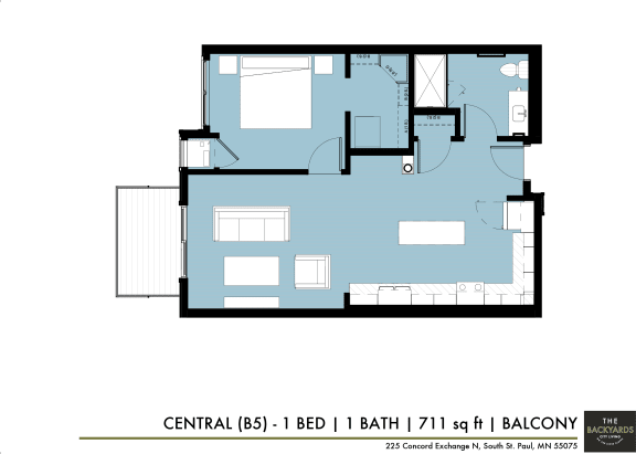 a floor plan of the central apartment at The Yards and Backyards, Minnesota
