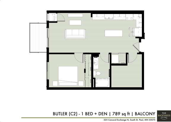 Floor Plan  a floor plan of a unit with a bedroom and a bathroom