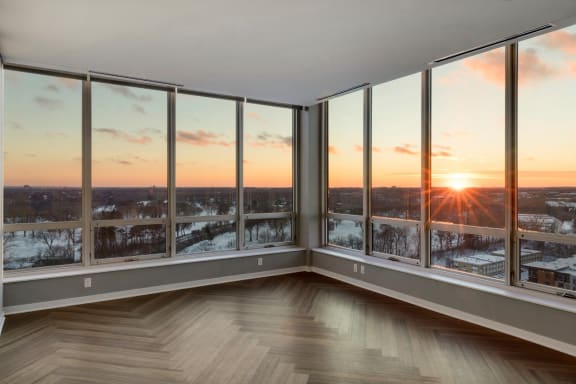 Penthouse view sunset at Calhoun Towers, Minnesota
