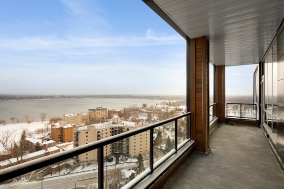 Spacious Living Room With Private Balcony at Calhoun Towers, Minneapolis, MN