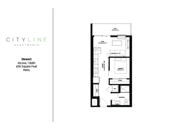 Studio 1 bathroom floor plan Stewart Floor Plan at CityLine Apartments, Minneapolis, Minnesota