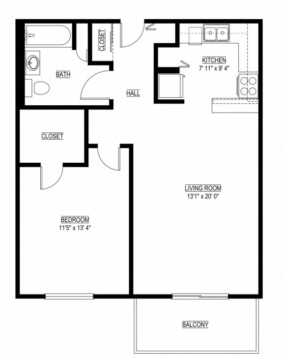 Edenvale Apartments in Eden Prairie, MN 1 BR MAPLE (Large)