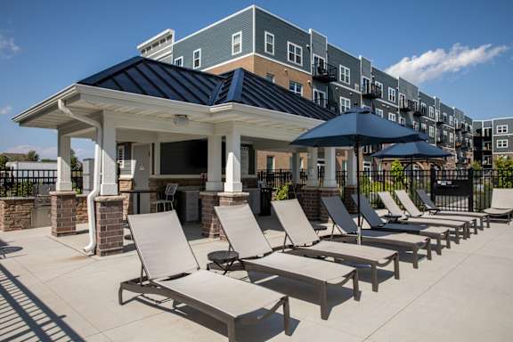 Poolside Relaxing Chairs at The Edison at Spirit, Lakeville, 55044
