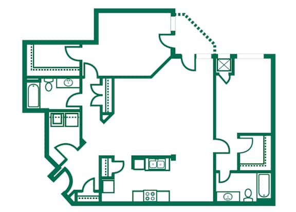 2BR Floor Plan at Joseph's Pointe at Upper Landing Apartments, Minnesota