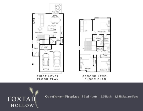 a floor plan of two different floor plans of a house