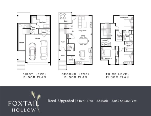 a floor plan of three different floor plans of a house