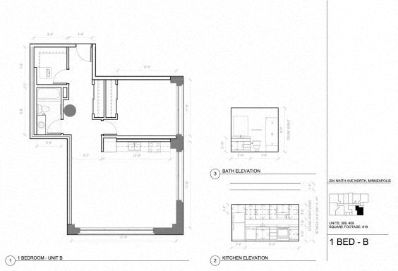 1B Floor Plan 1B Floor Plan at Gurley Lofts, Minnesota