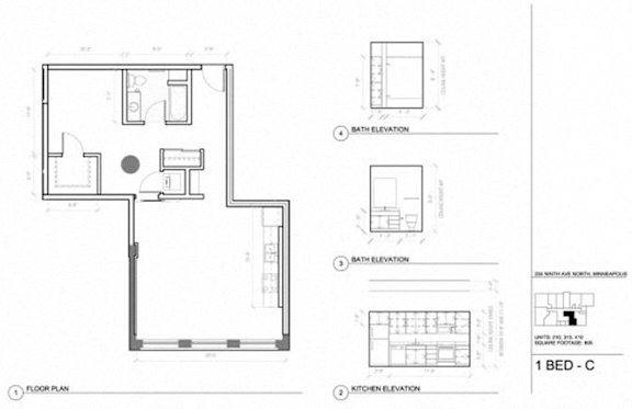 Floor Plan  1C Floor Plan at Gurley Lofts, Minnesota, 55401