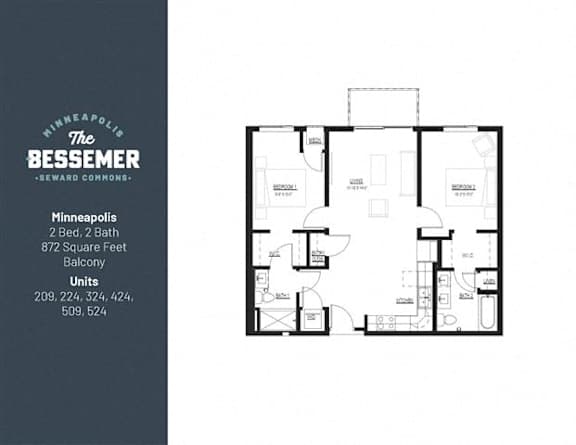 2Bed 2Bath 872 Sq.ft._2 at The Bessemer at Seward Commons Apartments, Minnesota