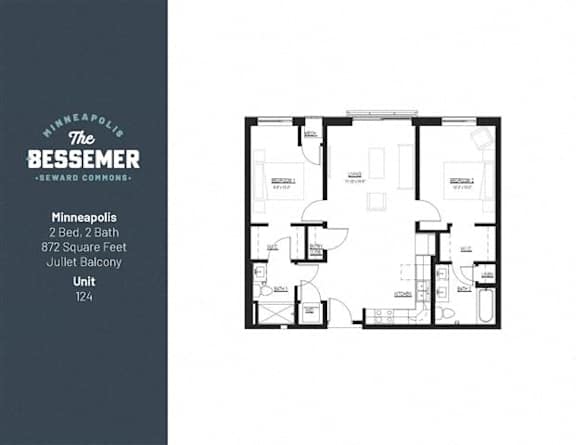 2Bed 2Bath 872 Sq.ft._1 at The Bessemer at Seward Commons Apartments, Minneapolis