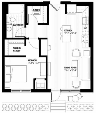 A black and white image of a floor plan for a house.