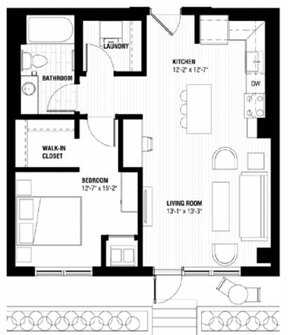 A black and white floor plan of a house with labeled rooms.