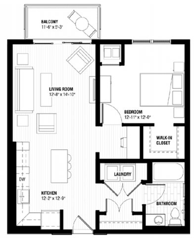 A black and white image of a floor plan for a home with labeled rooms.