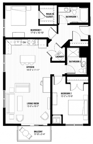 A black and white image of a house floor plan.