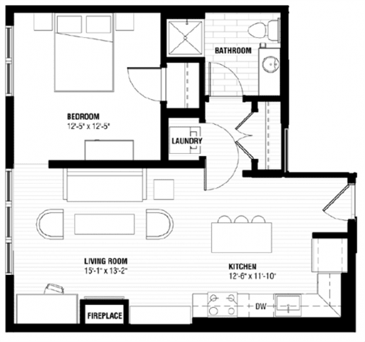 A black and white floor plan of a house with labeled rooms.