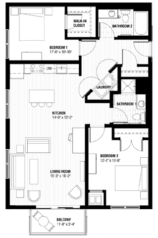 A black and white image of a house floor plan.