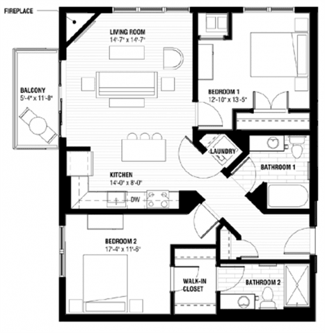 A black and white floor plan of a house with labeled rooms.