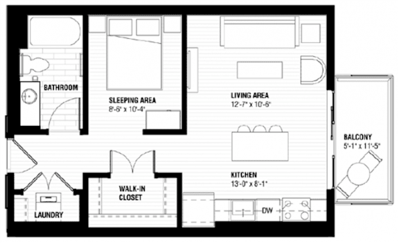 A black and white image of a floor plan for a home with labeled rooms.