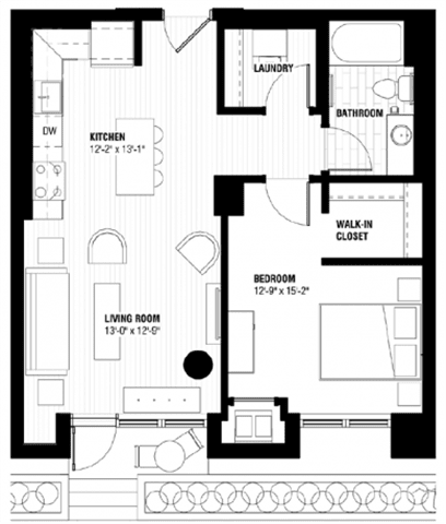 A black and white floor plan of a house with labeled rooms.