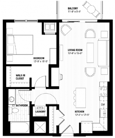 A black and white image of a house floor plan with labeled rooms.