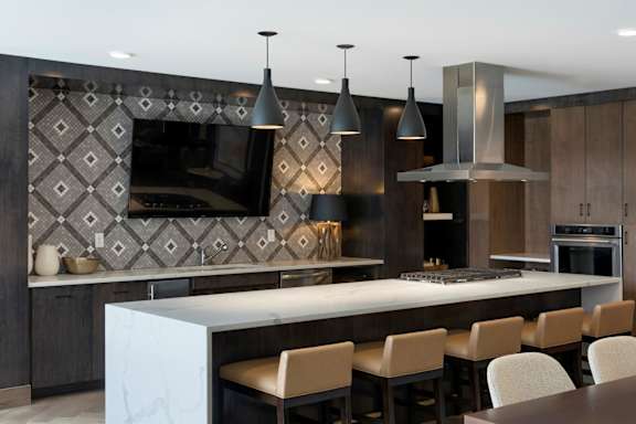Kitchen with Sleek Interior Finishes at Residences at 1700, Minnetonka