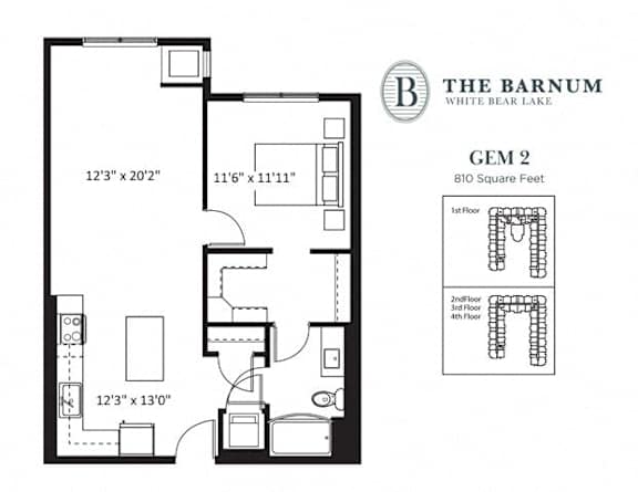 1BedGem21 at The Barnum Apartments, White Bear Lake, 55110