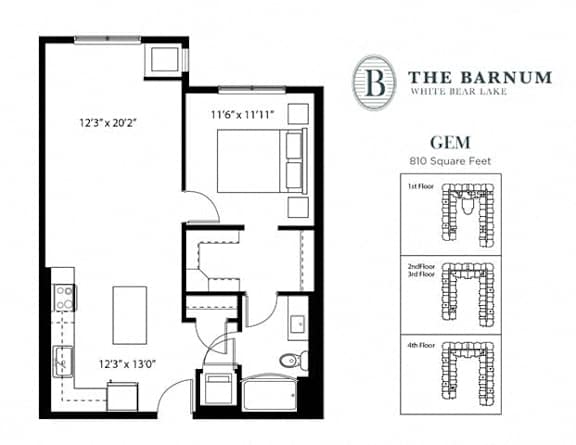 1BedGem3 at The Barnum Apartments, White Bear Lake, MN,  55110
