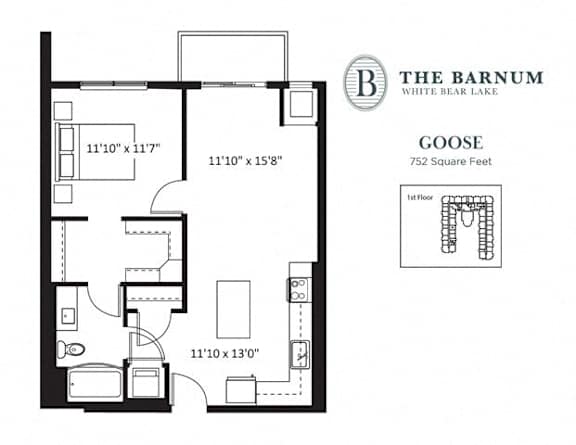1BedGoose1 at The Barnum Apartments, White Bear Lake, Minnesota