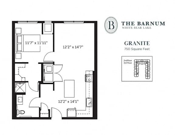 1BedGranite1 at The Barnum Apartments, White Bear Lake