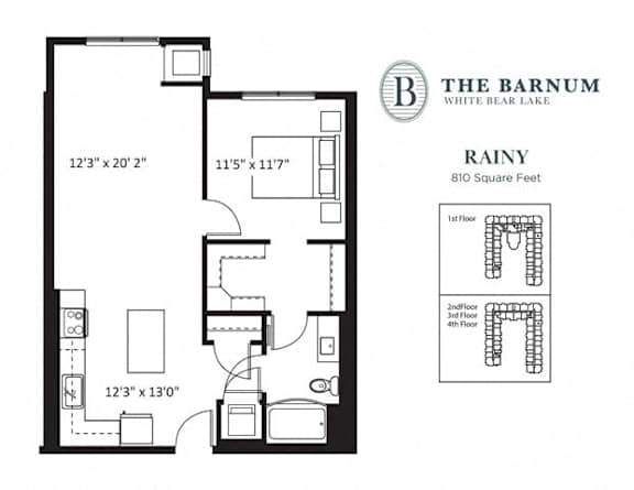 1BedRainy1 at The Barnum Apartments, White Bear Lake, Minnesota