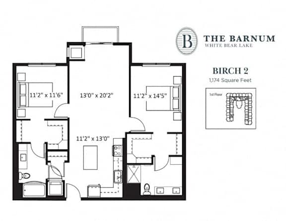 2BedBirch2 at The Barnum Apartments, Minnesota
