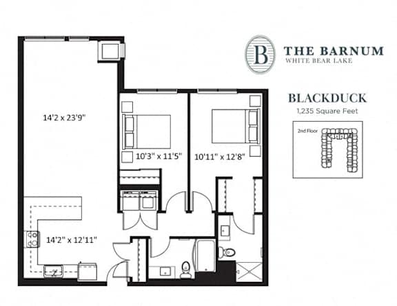 2BedBlackduck1 at The Barnum Apartments, Minnesota, 55110