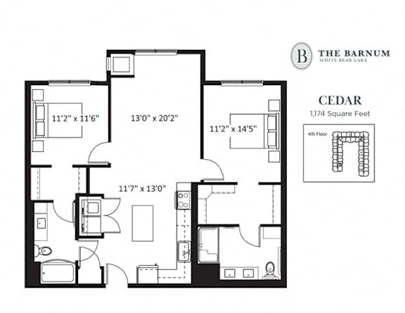 2BedCedar1 at The Barnum Apartments, White Bear Lake, MN,  55110
