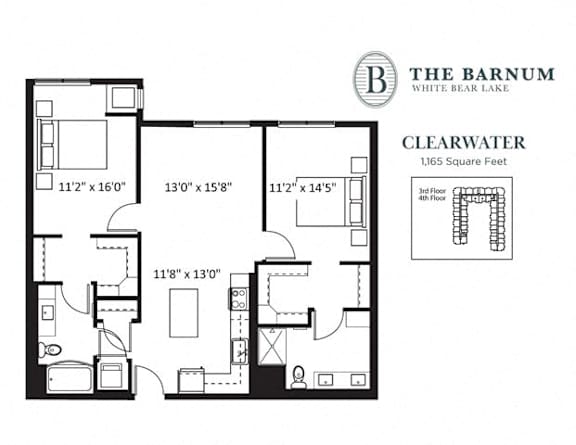 2BedClearwater1 at The Barnum Apartments, MN, 55110