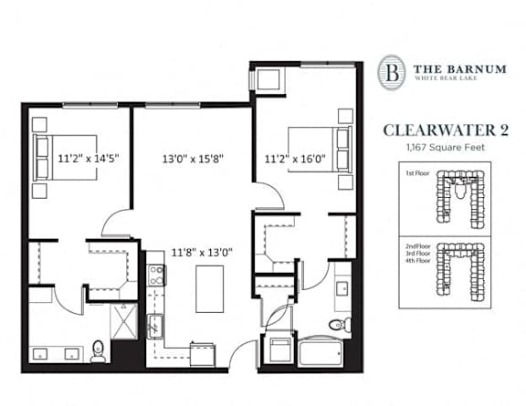 2BedClearwater2 at The Barnum Apartments, White Bear Lake, 55110