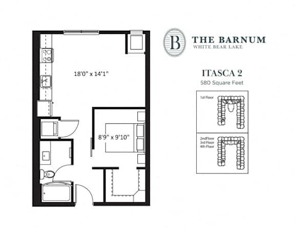 StudioItasca2 at The Barnum Apartments, White Bear Lake, MN,  55110
