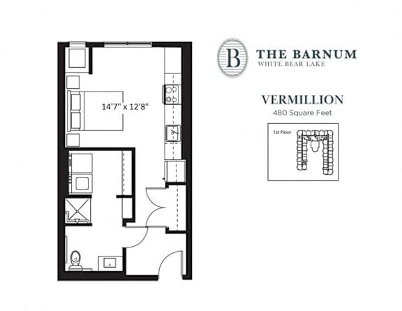 StudioVermillion1 at The Barnum Apartments, White Bear Lake