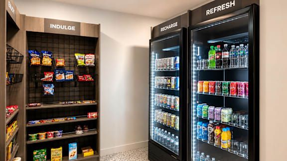 A vending machine with a variety of snacks and drinks.