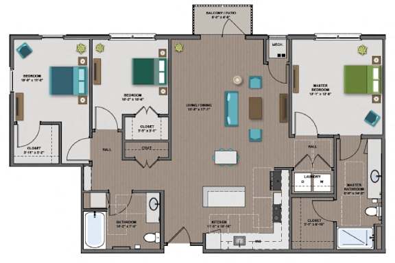 Woods Floor Plan Woods Floor Plan at The Edison at Rice Creek I and II, Shoreview, 55126