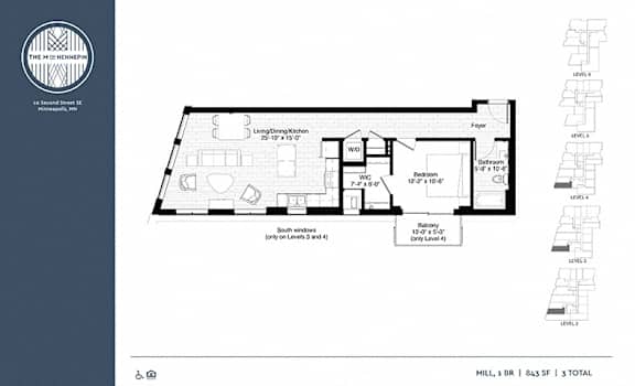 Mill Floor Plan Mill Floor Plan at The M on Hennepin, Minneapolis, 55414