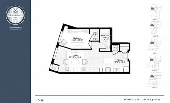 Monroe Floor Plan Monroe Floor Plan at The M on Hennepin, Minneapolis, Minnesota