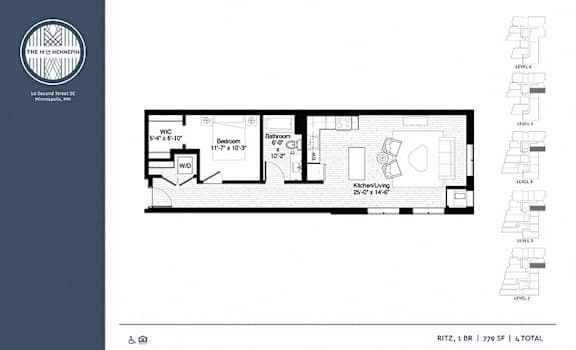 Ritz Floor Plan Ritz Floor Plan at The M on Hennepin, Minneapolis, MN, 55414