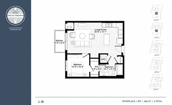 Riverplace Floor Plan Riverplace Floor Plan at The M on Hennepin, Minneapolis, MN